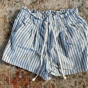 Wild Fable High Waist Blue and White Striped Shorts